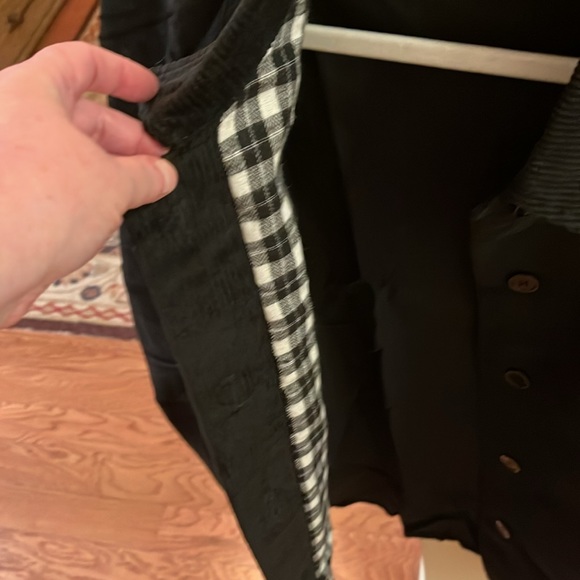 Plaid Lined Corduroy Shacket - BLACK / Large / NWOT - Picture 14 of 15